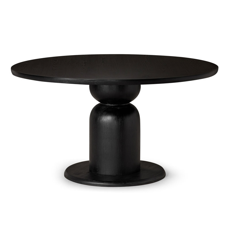 Maven Lane Mila Contemporary Round Wooden Dining Table in Refined Finish, Black