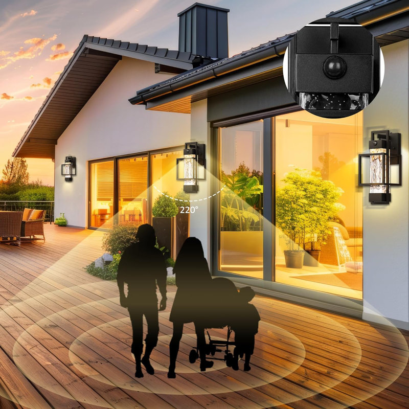 Outdoor Wall Lights 15" Motion Sensor Wall Sconce Waterproof Porch Lighting