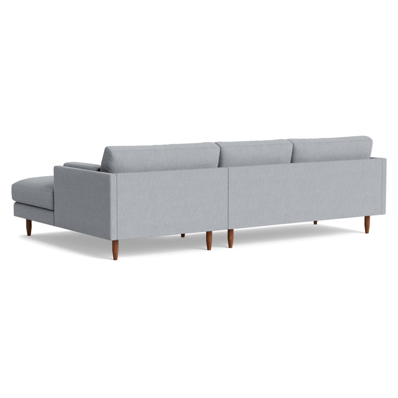 Skinny Fat Leather Sectional, Right Hand Facing, Performance Weave - Zinc