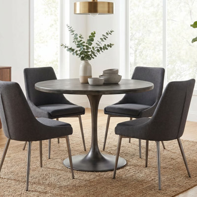 Modern Brown 40" Round Dining Table with Compact Mid-Century Design