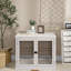 Meuble de table de bout Puppy Kennel, porte verrouillable à 2 côtés, décorative mignonne pour chien d'intérieur, table de caisse blanche pour chien, petite, avec deux décorations ouvertes