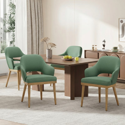 Modern Upholstered Dining Accent Chair with Wooden Legs