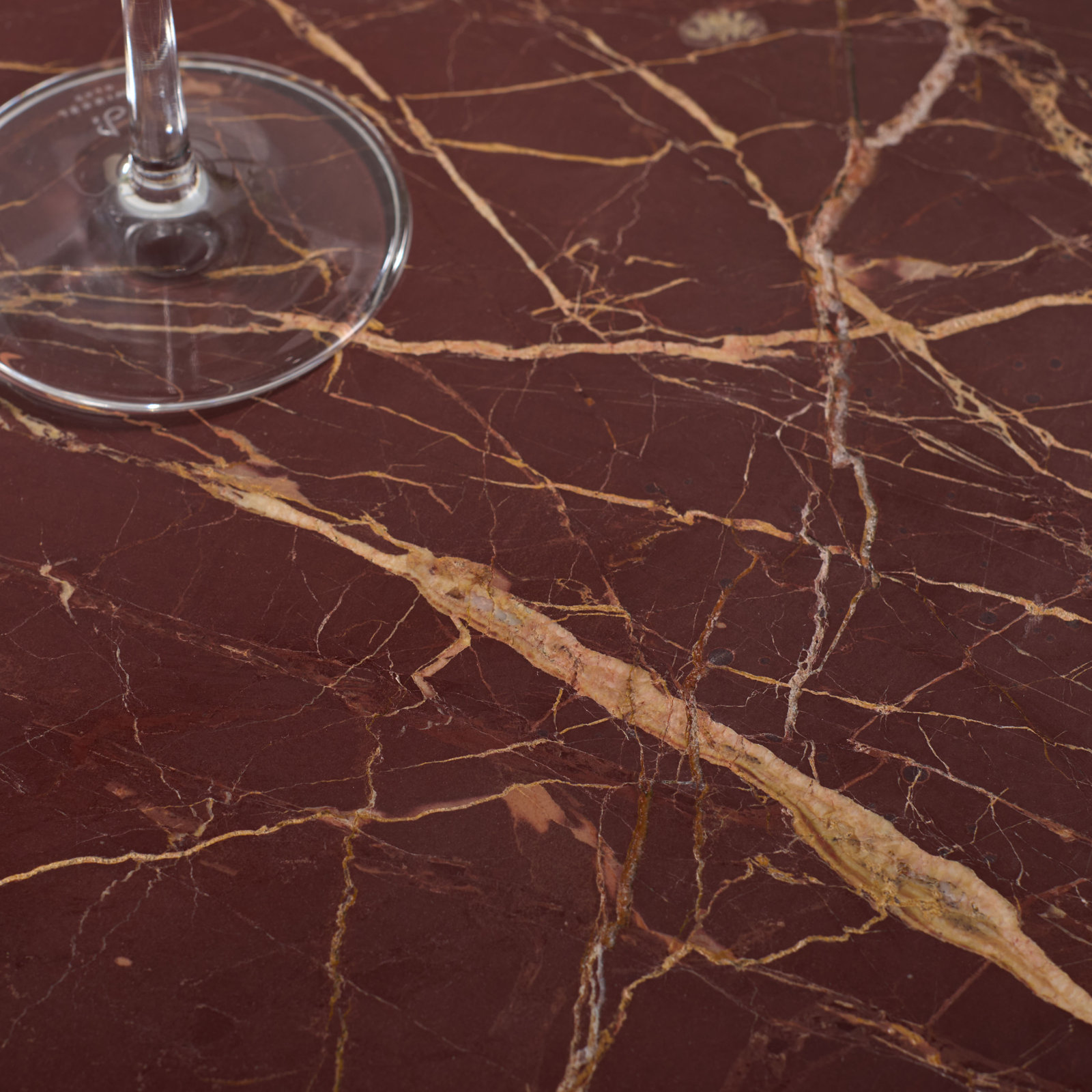 14" Genuine Marble End Table, Red/White