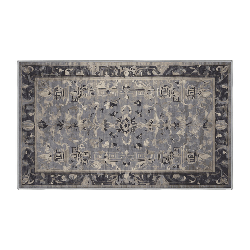 Tapis gris lavable à la machine, Rectangulaire 3 pi x 5 pi