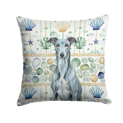 Blue Brindle Greyhound Coastal Sea Glass Throw Pillow
