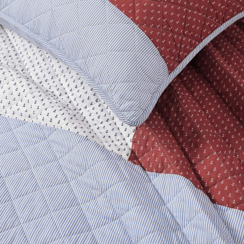 Ensemble de courtepointe Tommy Hilfiger, Courtepointe pour lit simple + 1 taie décorative 