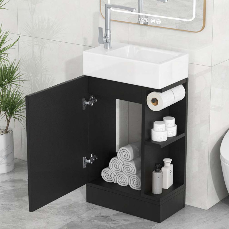 Meuble-lavabo 18,6 po avec lavabo, Noir
