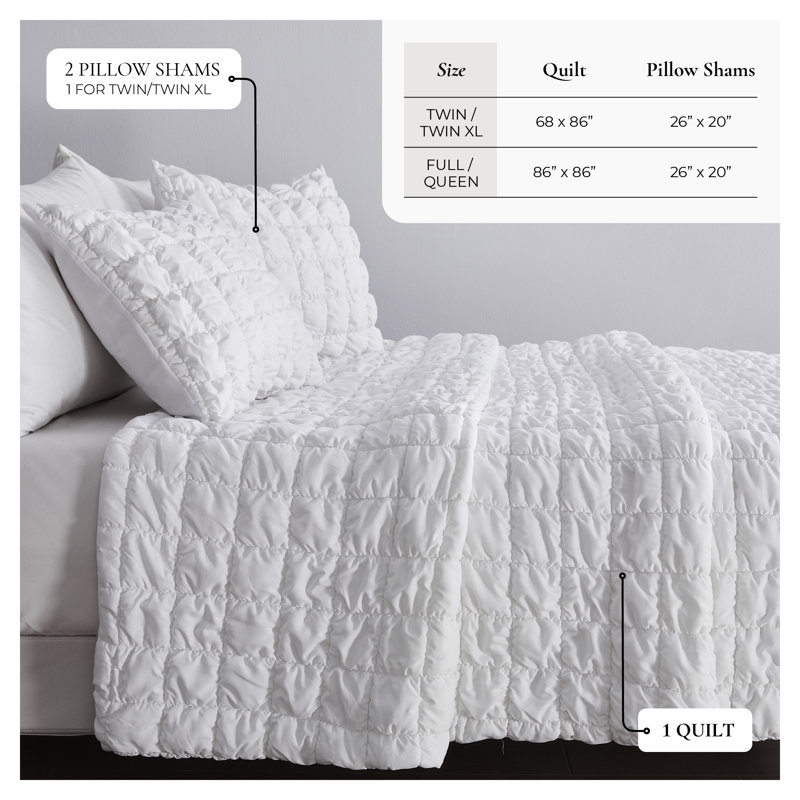 Ensemble de courtepointe Marshmallow, Blanc, Double / grand