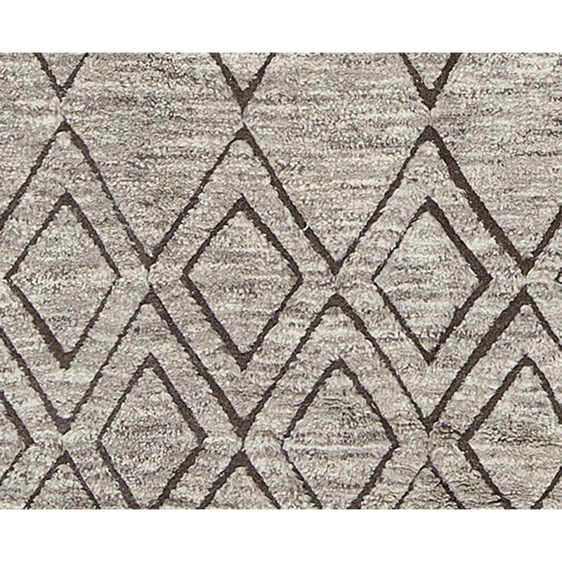 Wool Geometric Area Rug in Brown, Rectangle 9' x 12'