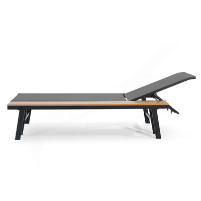 WATERLOO CHAISE LOUNGE WITH ATTACHED WOOD SIDE TABLE, 1PC