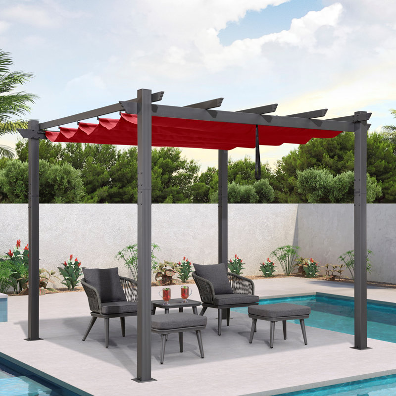Pavillon de jardin mauve 10 pi L 10 pi. Pergola en métal avec auvent, Terra