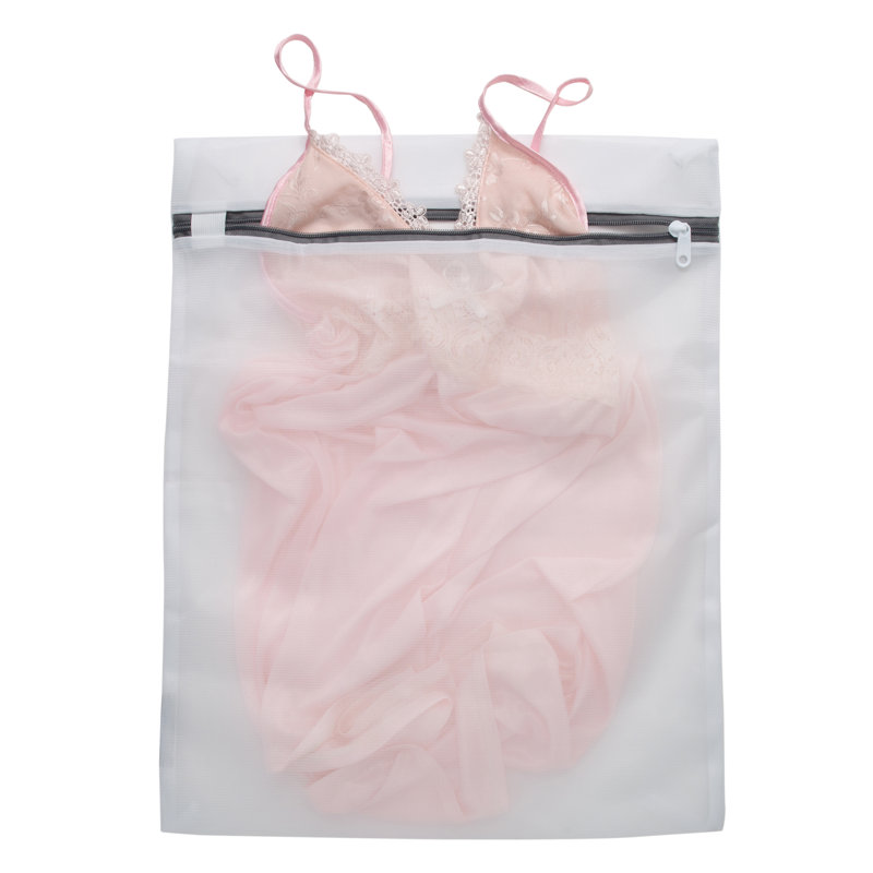 Large White Mesh Laundry Wash Bags with Zipper Closure