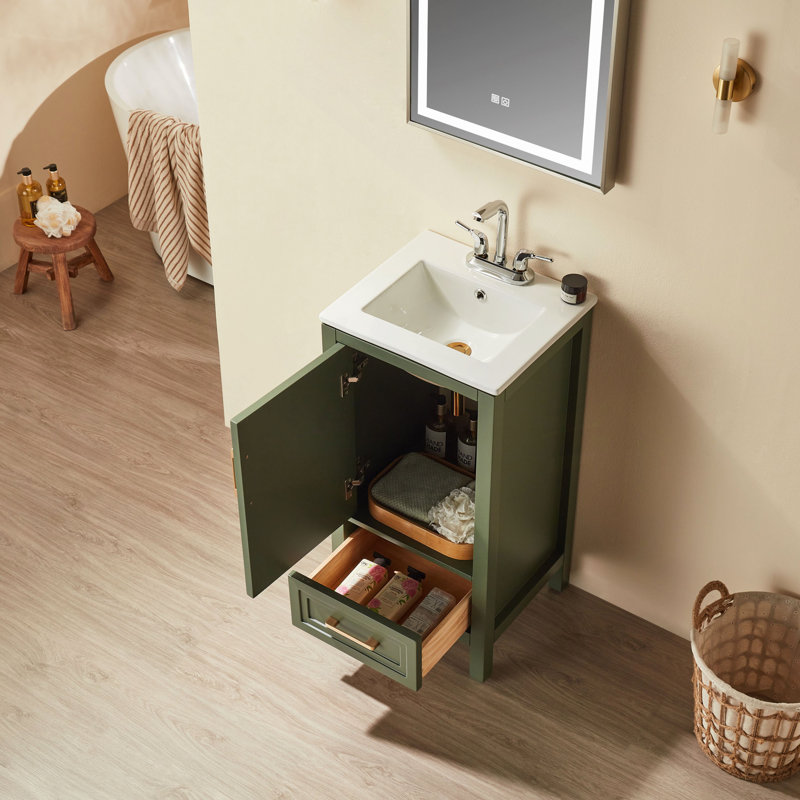 Meuble-lavabo simple autoportant de 18 po avec plateau entièrement assemblé