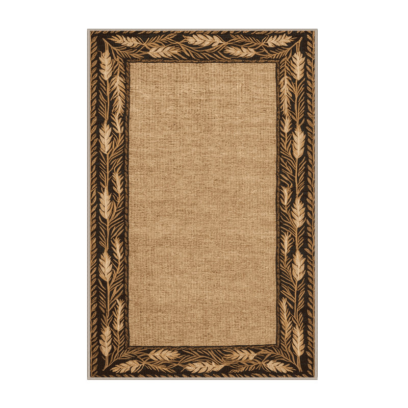 Washable Wheat Stalk Frame Farm Area Rug, Rectangle 3' x 5'