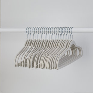 Beige Velvet Cascading Slim-Line Hanger with Notches and Tie Bar, Space  Saving Stackable Suit Hangers