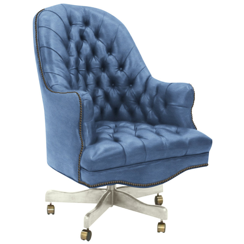 Leather Swivel Executive Chair, Hair Hide Brown/White, 109-08, Baroque French White