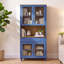 Bibliothèque Corretta 5 niveaux (183 cm H x 86 cm L) avec portes vitrées et grand espace de rangement, étagère à livres avec tiroir en bois, style bibliothèque de ferme, idéale pour le salon, le bureau ou la cuisine, beige.-270183076-270183078