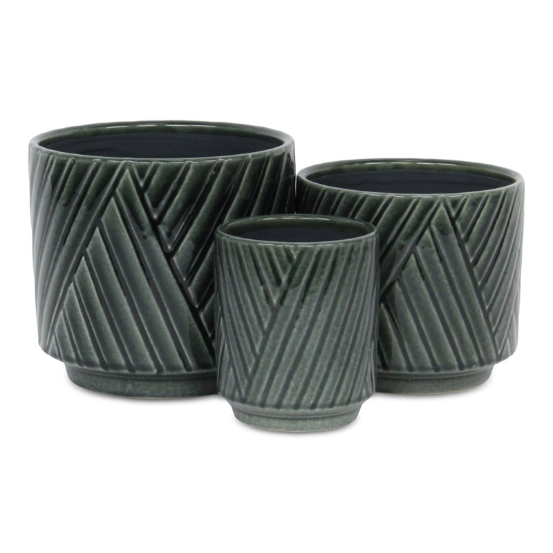 Kettering Handmade Ceramic Pot Planter, 6.5" H x 7" W x 7" D, Dark Gray