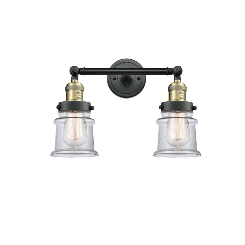 Éclairage pour salle de bain 2 lumières Alexandira, Ampoule DEL 6 watts Vinage, Transparent, Laiton antique noir