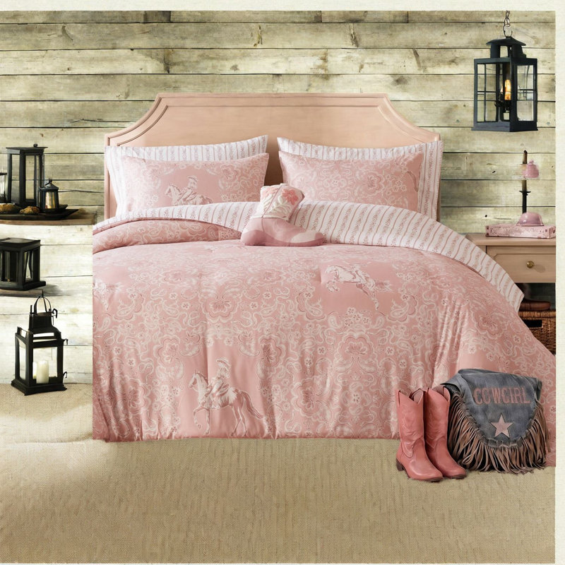 Pink Western Cowgirl Bedding Sets, Twin/Twin XL Microfiber Set for Bedroom