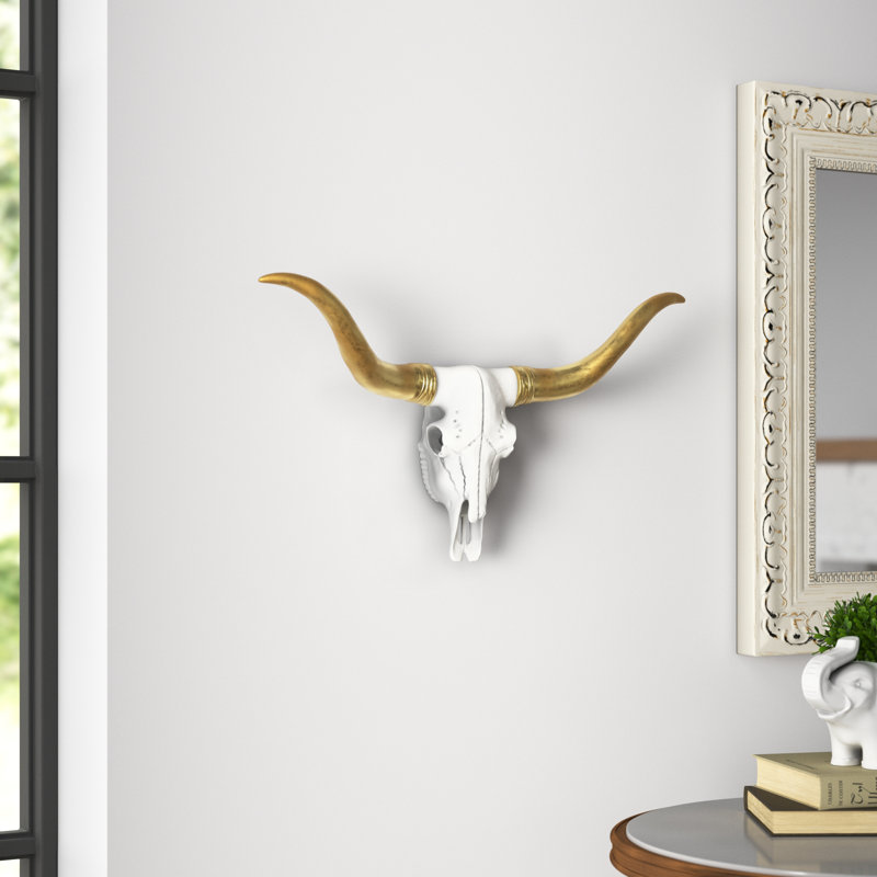 Handmade Rustic Animals Wall Decor on Resin, 11.5" H x 20" W x 4" D, White/Gold
