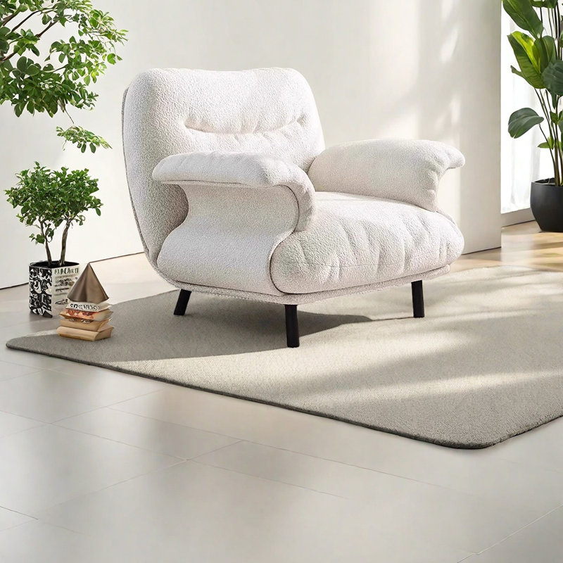 Fauteuil de loisir en bois massif de style rétro, Polyester blanc