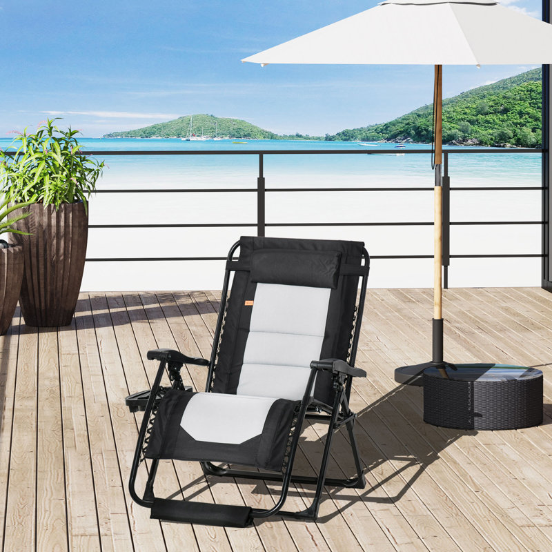 Chaise longue d'extérieur pliable avec repose-pieds Outsunny, Black