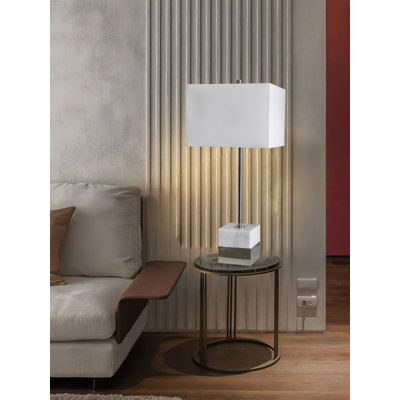 Lampe de table en nickel avec base en marbre 1 lumière Eakin