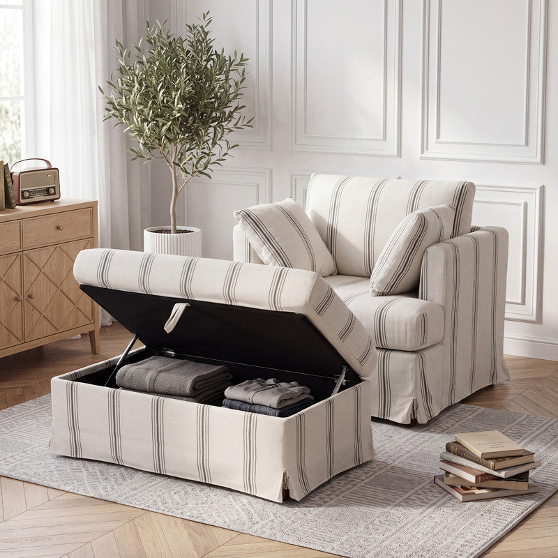 Fauteuil de lecture Coastal Accent, Beige With Stripes