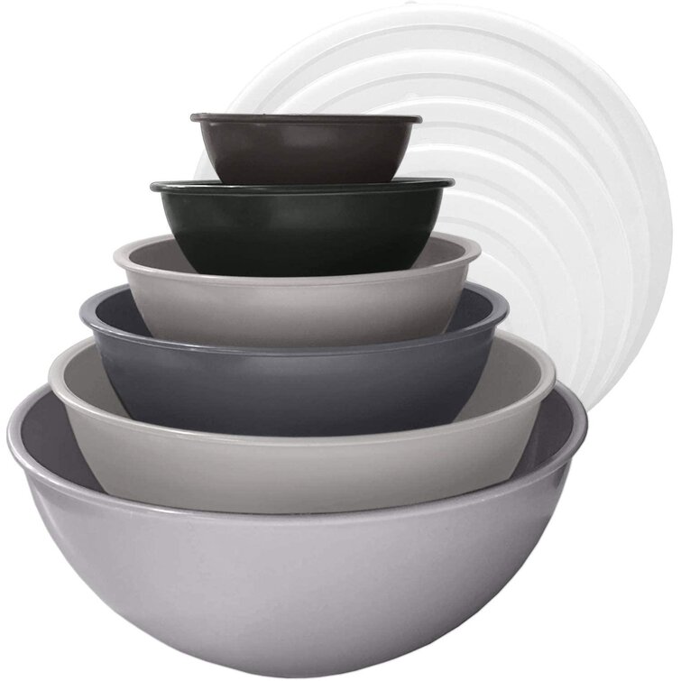 6-PIECE MIXING BOWL SET - WHITE PLASTIC