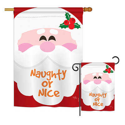Naughty ou joli impression de noël en polyester de 2 côtés 40 x 28 po ensemble de drapeau