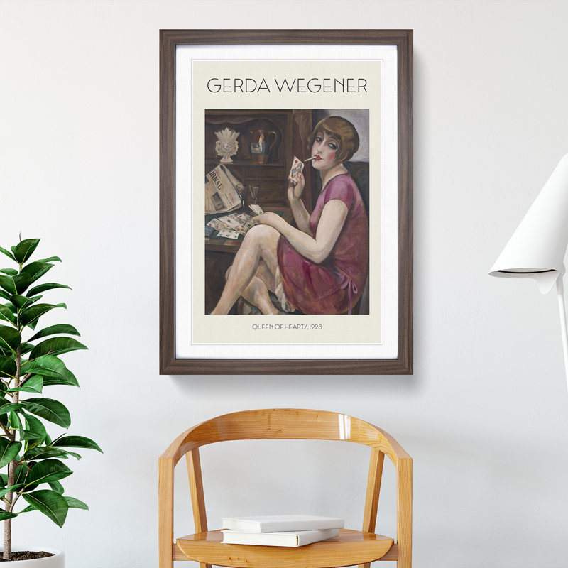 Queen of Hearts Print by Gerda Wegener - Picture Frame Painting, 48cm H x 36cm W x 2cm D, Walnut Framed