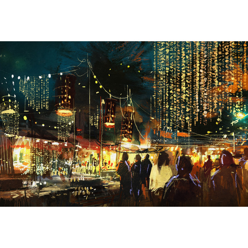 Market - Single Picture Frame Painting on Canvas, 80 cm H x 120 cm W
