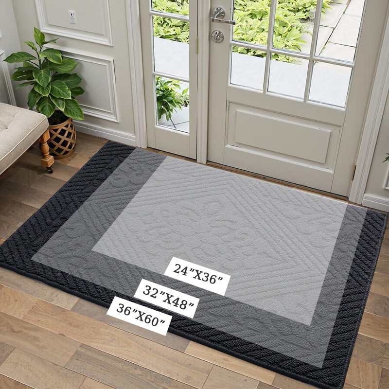Large Floral Indoor Outdoor Doormat,Machine Washable Low Profile Non-Slip Rug for Front Back Door,Entry, 36" W x 60" L