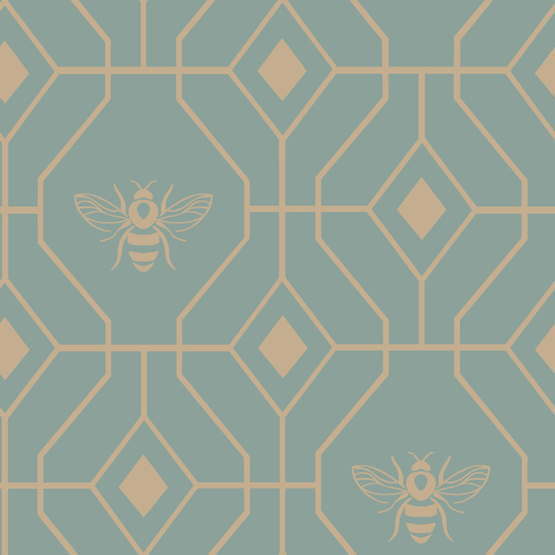 Bee Deco 144 TC, Single Duvet Cover + 1 Standard Pillowcase, Eau De Nil