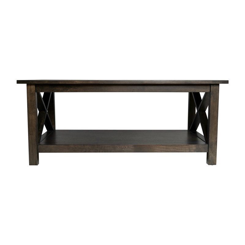 Table basse en bois massif Crary, gris, gris