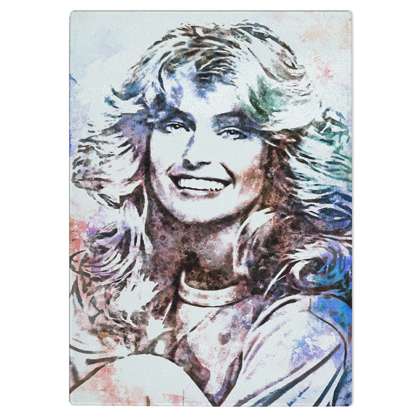 Glass Farrah Fawcett in Abstract Chopping Board, 39 cm W x 28.5 cm L