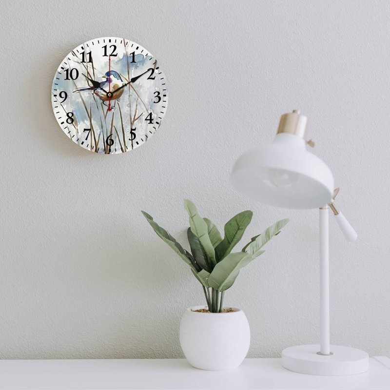 Horloge murale sarcelle et eucalyptus 12 x 12 pouces, pour terrasse extérieure