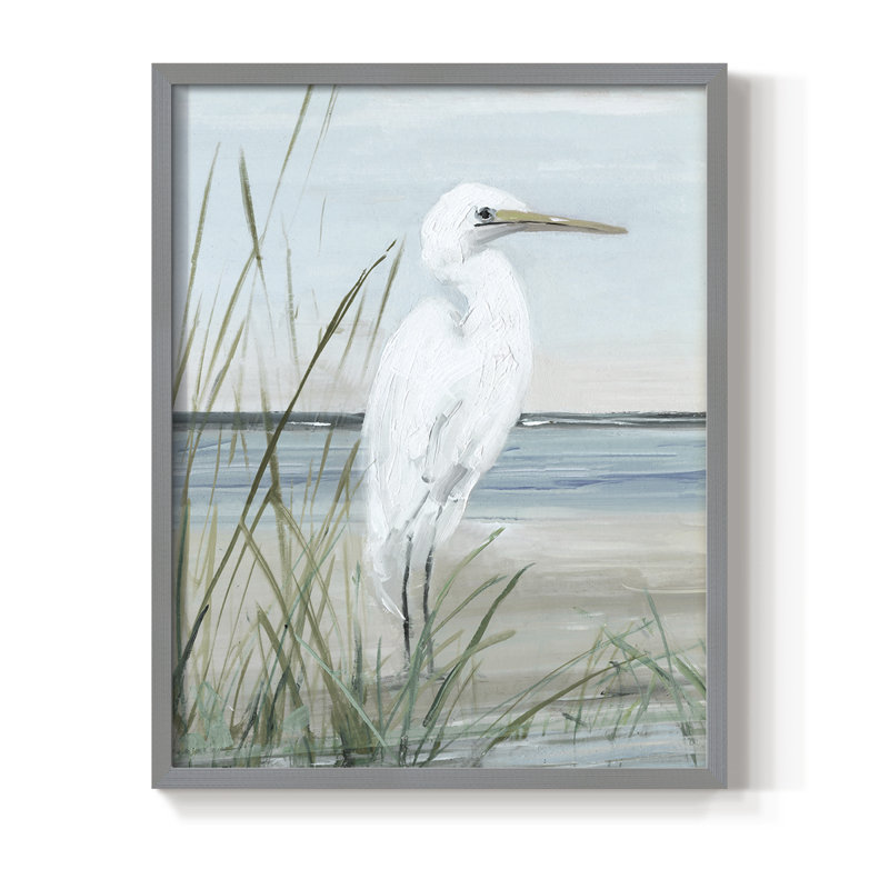 Summertime Heron I, reproduction encadrée - bois massif, H 11 po x l 9 po, Gris