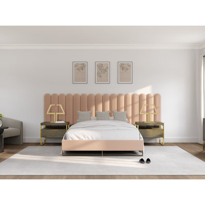Panneaux muraux de tête de lit festonnés VANT, panneaux décoratifs verticaux rembourrés, ensemble de 10