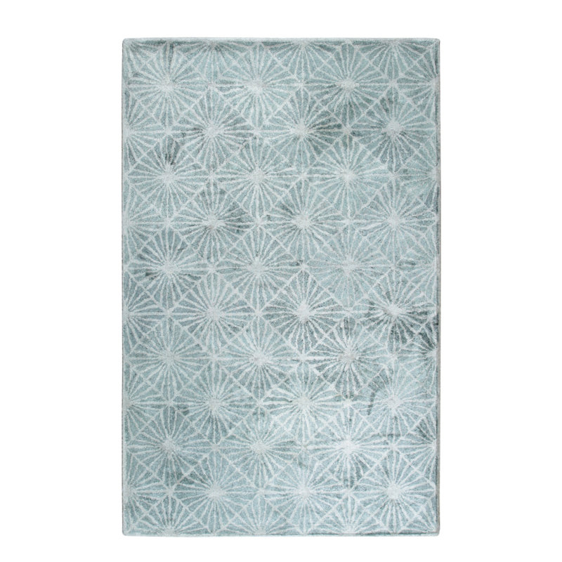 Trendy Timeless Ivory Hand Tufted Gray Contemporary Transitional Wool 5' x 8' Area Rug