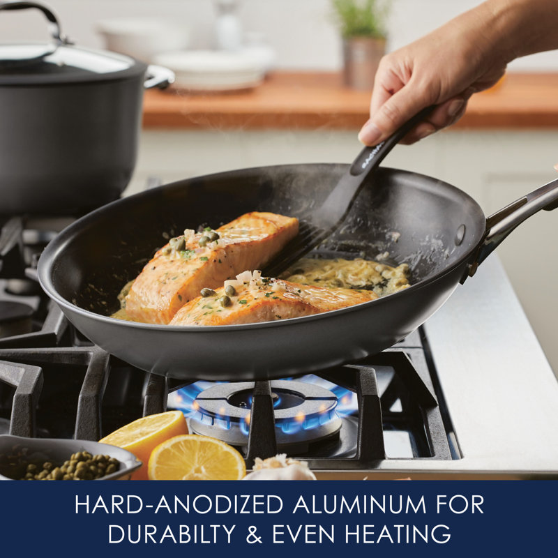 12.5-Inch Black Aluminum Nonstick Frying Pan with Ceramic Coating
