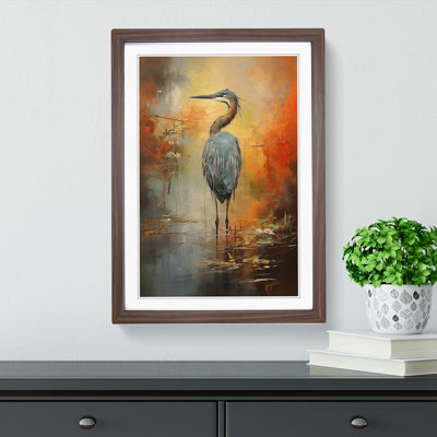Heron Action Painting - Framed Print