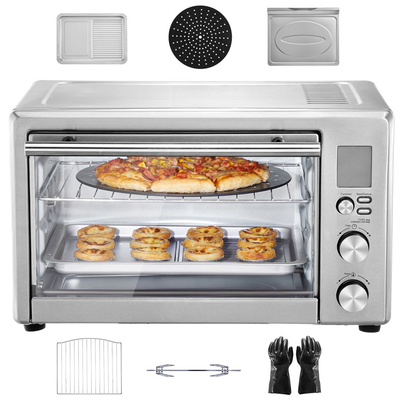 Silver Digital 6-Slice Countertop Convection Oven with Rotisserie