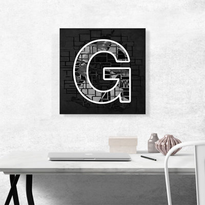 «Modern Modern Black White Alphabet», lettre G - reproduction d'art sur toile tendue