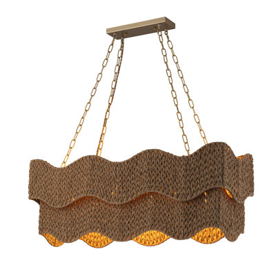 6-Light Woven Rattan Linear Chandelier