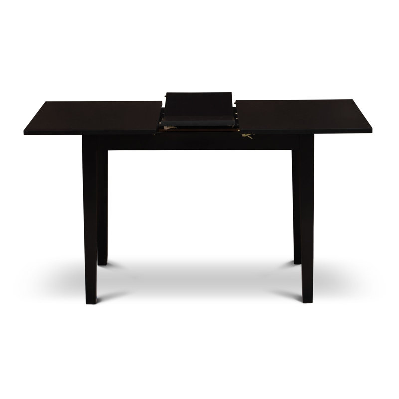 5 Piece Dining Room Table Set Contains a Rectangle Wooden Table with Butterfly Leaf and 4 Polyester Fabric Padded Chairs, Black