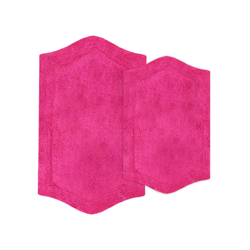 Morissette 100% Cotton Bath Rug, Non-slip, Absorbent, Machine Washable, Quick Dry 2 PCs set (21x34 / 24x40), Rose millennial