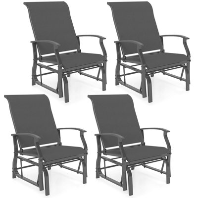 Ensemble de 4 fauteuils de véranda avec cadre en tissu maillé respirant à dossier haut inclinable