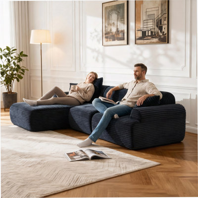 Boneless 105'' Modular Sectional Sofa With Detachable Washable Covers And Convertible L-Shaped Design For Modern Living Rooms.